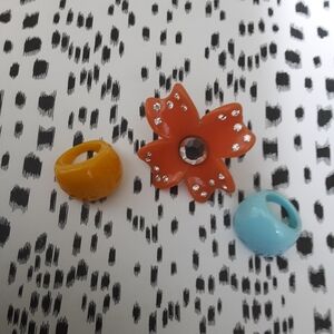 Turquoise, Mango, Yellow Plastic/Resin Rings